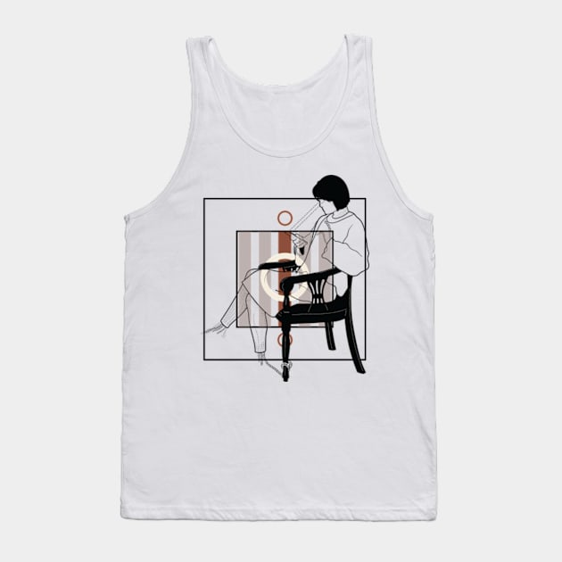 Sitting and looking at my mobile version 2 Tank Top by Frajtgorski